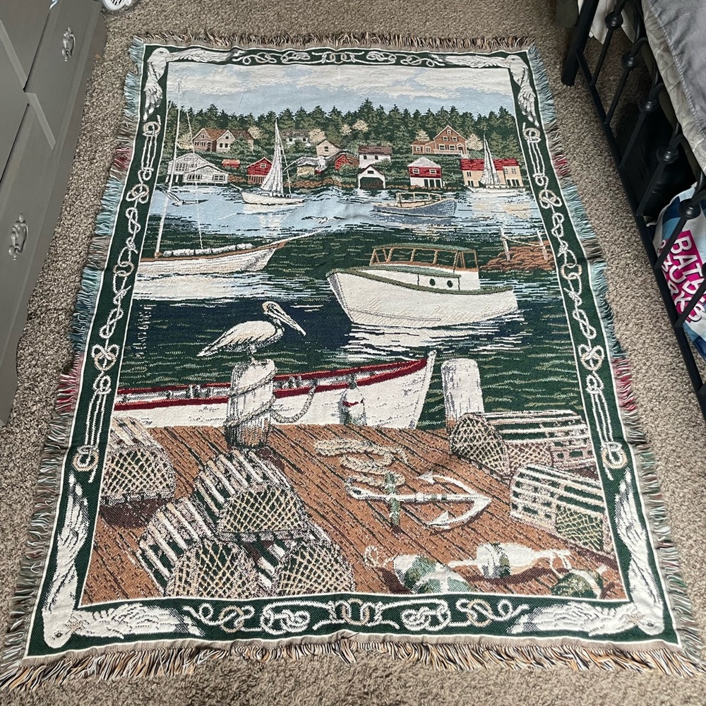 Vintage boating blanket tapestry